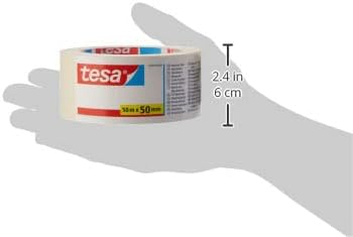 Tesa Malerband ECONOMY - Vielseitiges Klebeband Für Malerarbeiten Ohne Lösungsmittel - Bis Zu 4 Tage Nach Gebrauch Rückstandslos Entfernbar, 50 M X 50 Mm (Packung Mit 2)