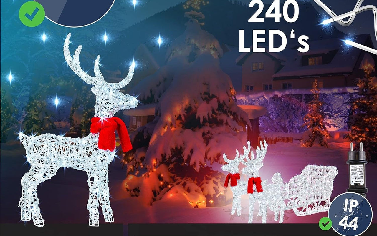 240 LED Rensdyr med Slæde