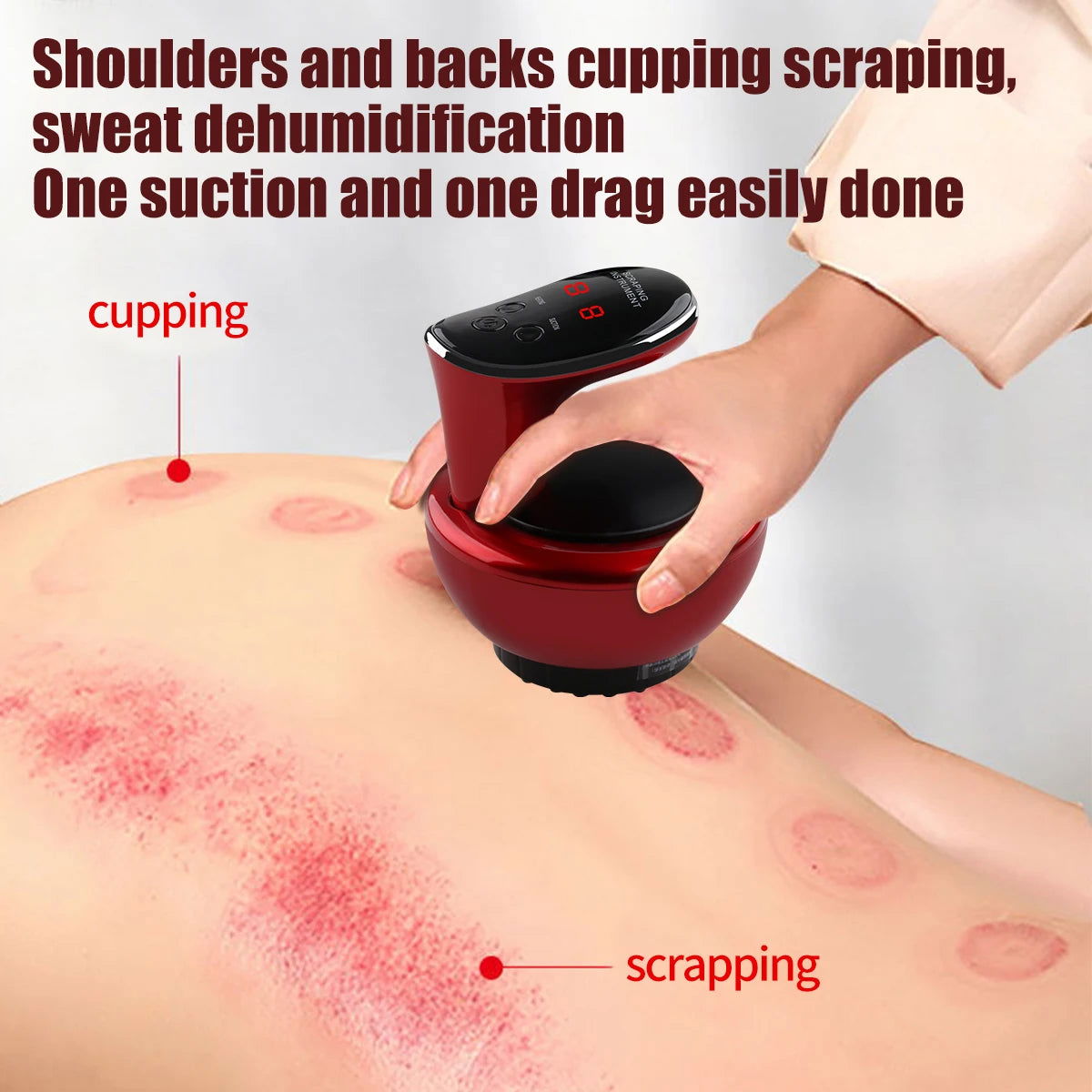 Guasha Scraping Massager for Body Device Negative Pressure Meridian Dredge Slim Cupping Massage - Stort & Småt