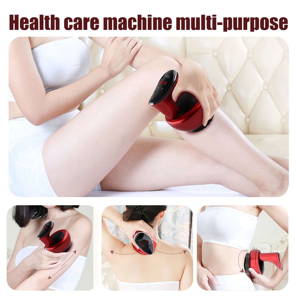Guasha Scraping Massager for Body Device Negative Pressure Meridian Dredge Slim Cupping Massage - Stort & Småt