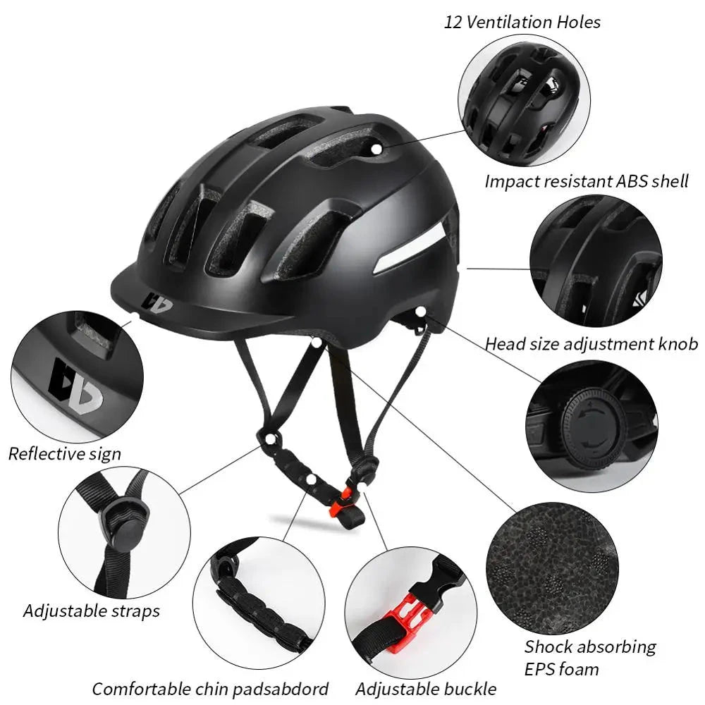 Cycling Helmet Ultralight Unisex Electric Bike Motorcycle Safety Cap Adjustable Size Integrally-Mold MTB Bike Helmet