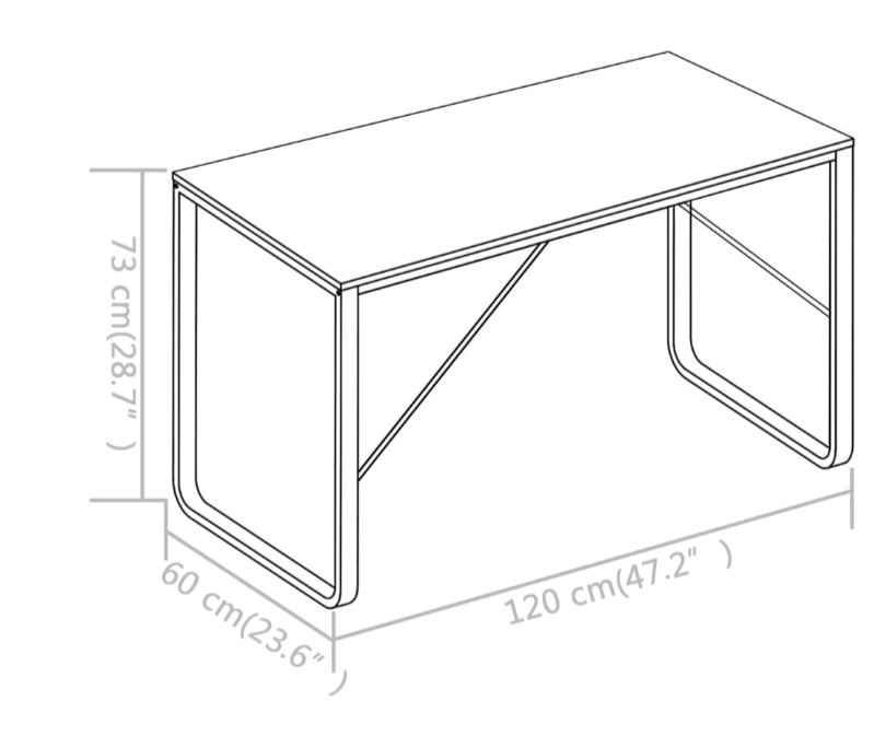 Computerbord 120x60x73 cm sort og egetræsfarve