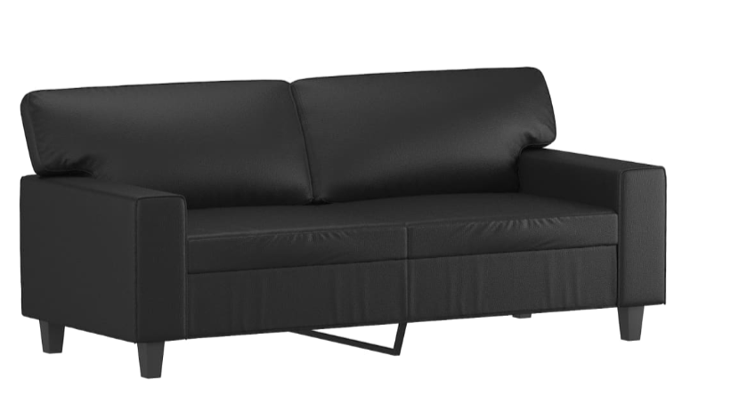 2-personers sofa med pyntepuder 140 cm kunstlæder sort