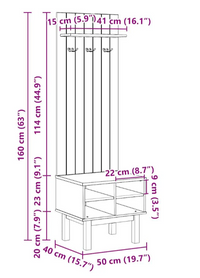 Thumbnail for Entrémøbel OTTA 50x40x160 cm massivt fyrretræ
