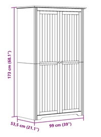 Thumbnail for Klædeskab BODO 99x53,5x173 cm massivt fyrretræ grå