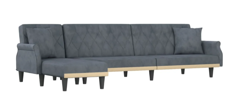 L-formet sofa 271x140x70 cm Velvet (Sove sofa)