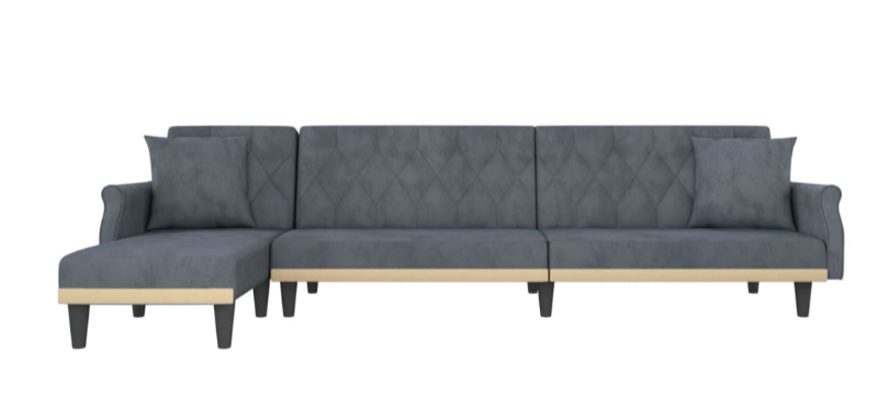 L-formet sofa 271x140x70 cm Velvet (Sove sofa)