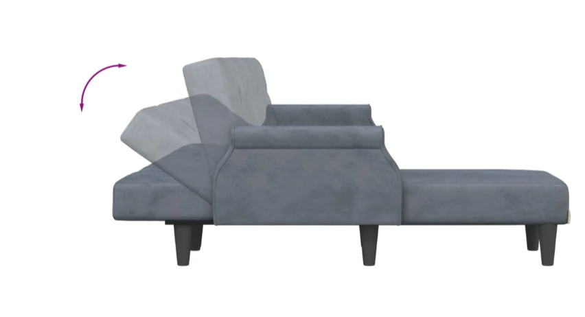 L-formet sofa 271x140x70 cm Velvet (Sove sofa)