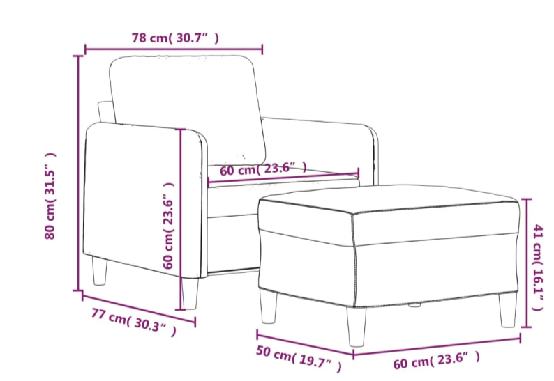 Sofa stol m. Fod skammel