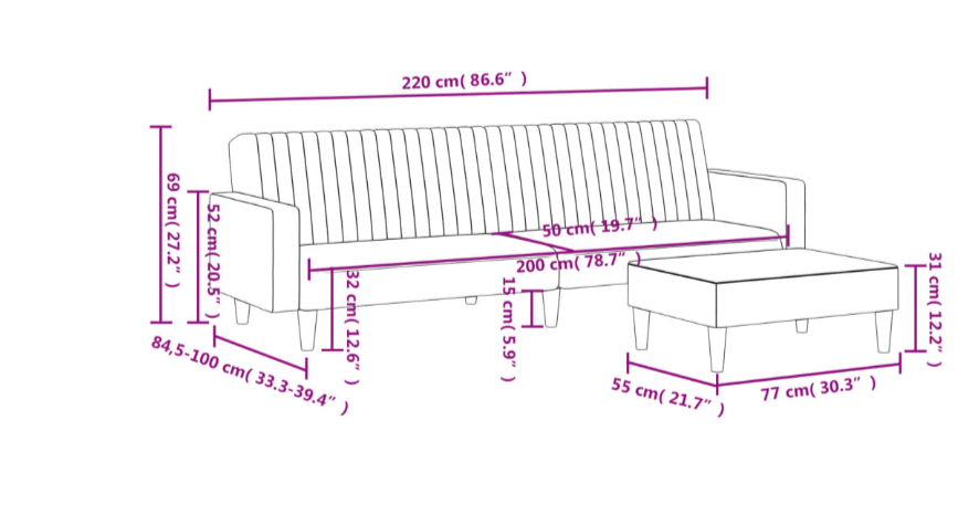 Sofa/Daybed 2-dele