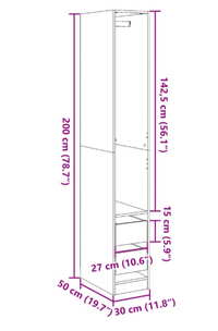 Thumbnail for Artisian Oak gardarobe 30x50x200 m. skuffer