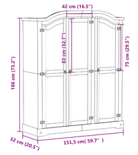 Thumbnail for Corona garderobe skab 3-dørs