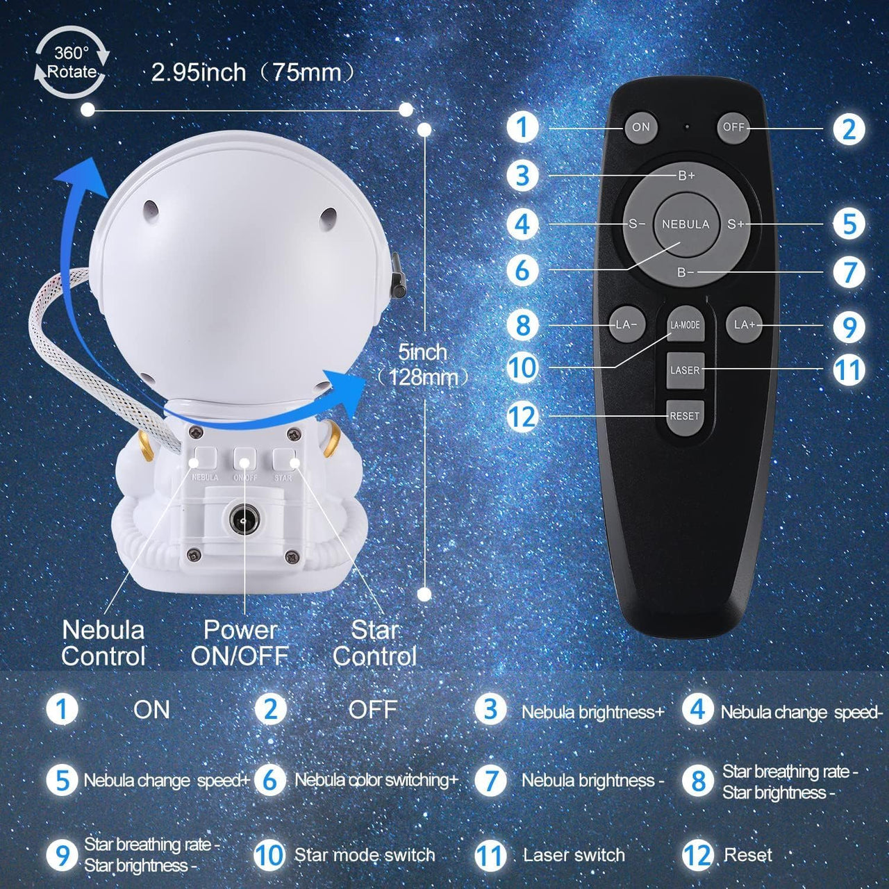 Astronaut Projektion Lampe LED 